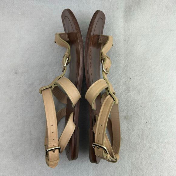 Uterque Women's Beige Leather Gladiator Sandal Toe-Loop Buckle Size 39 (US 8.5) - Picture 9 of 13